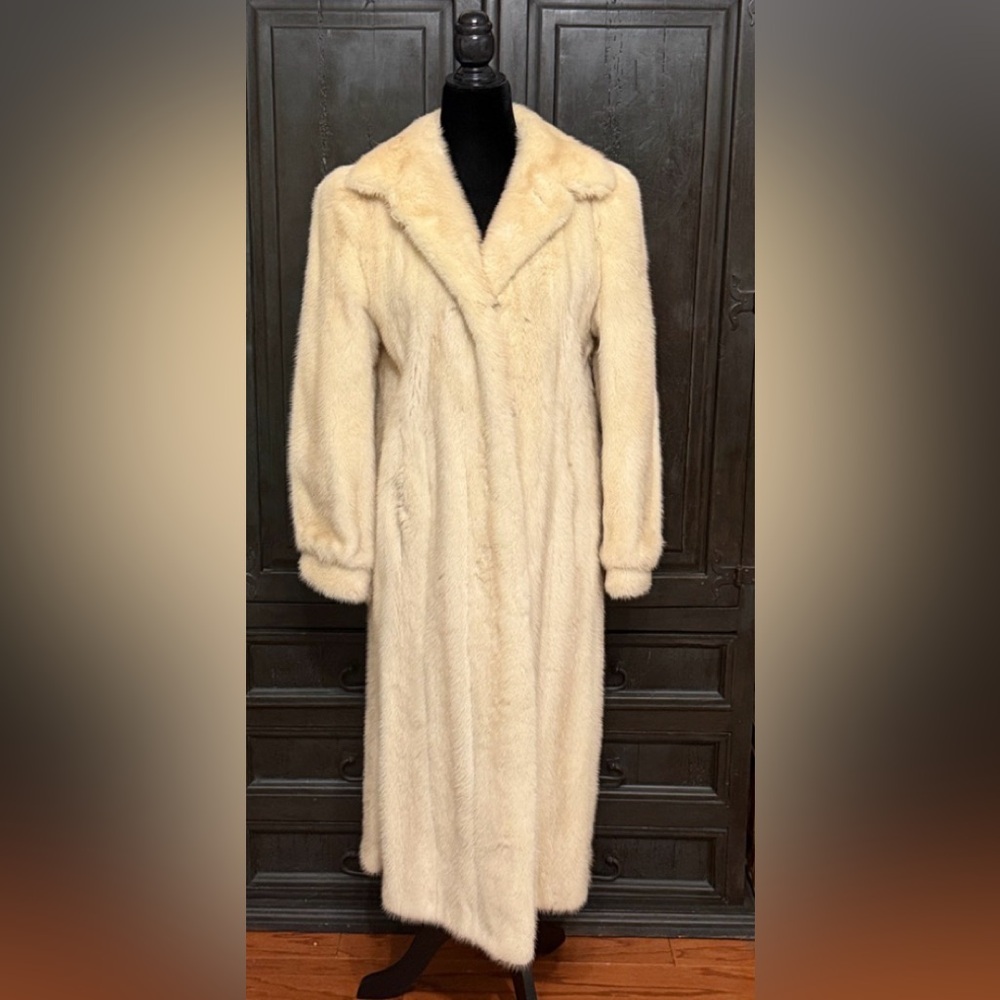 Jay Lennad Furs Long Women’s Blond Mink Coat - Medium